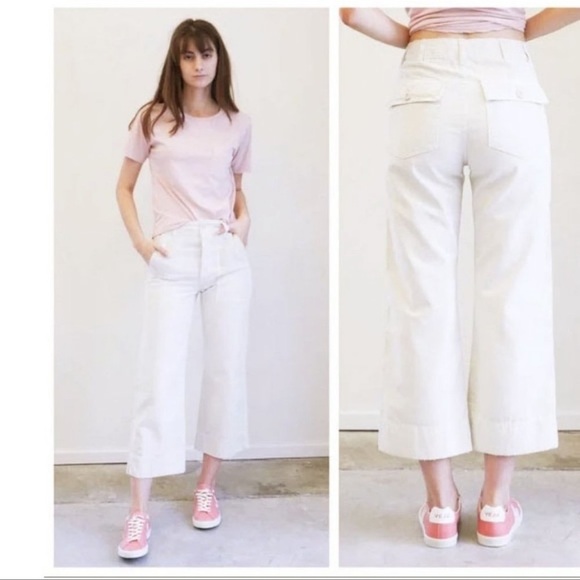AMO Wide Leg Army Pants in Vintage White Size 25 - Picture 1 of 8